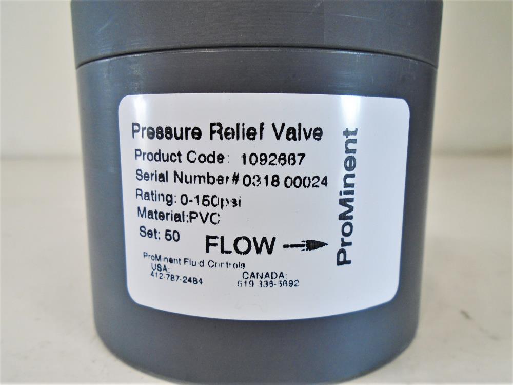 ProMinent 1/2" NPT Pressure Relief Valve, PVC, 0-150 PSI, 1092667